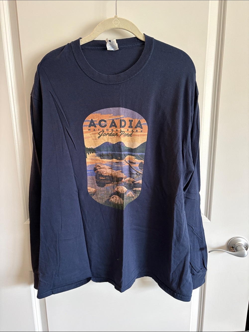 Port and Company Navy Long Sleeve Tee with Multicolor Acadia Graphic